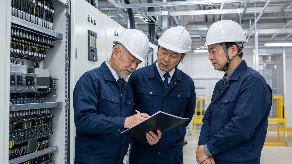 電気設備工事会社のM&Aで有資格者と設備資料を確認する場面