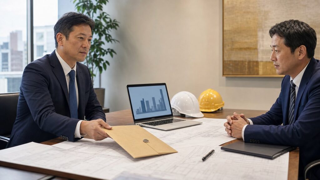 建設会社M&Aの匿名打診と情報開示の順番を表すコラム画像