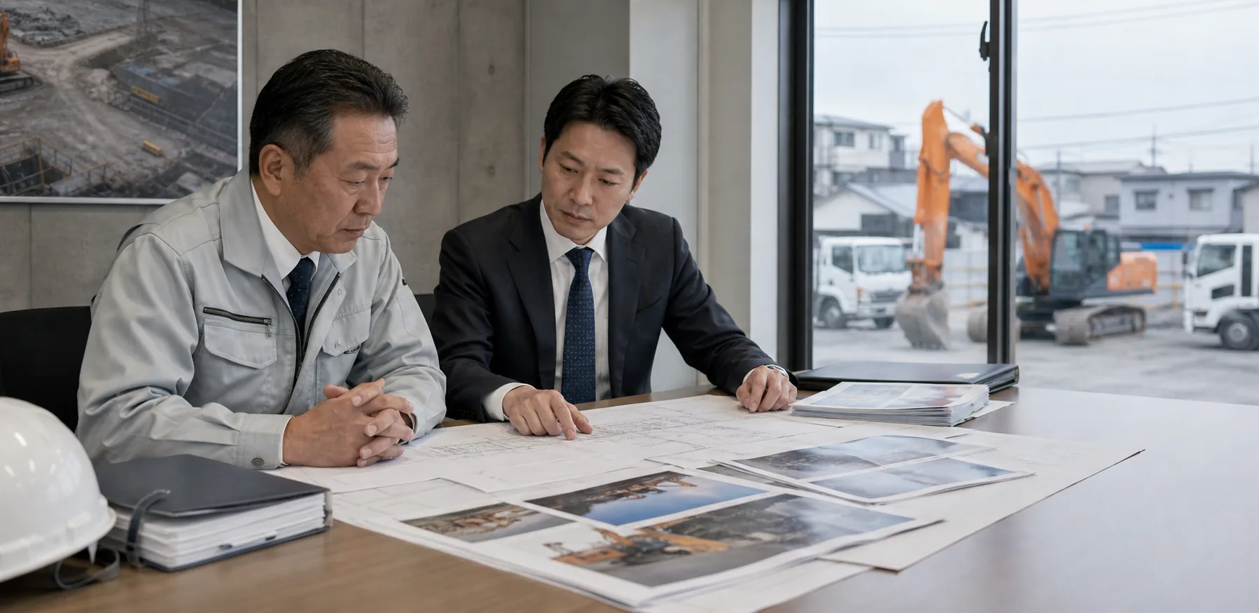 建設会社の企業価値評価を行う経営者と専門家