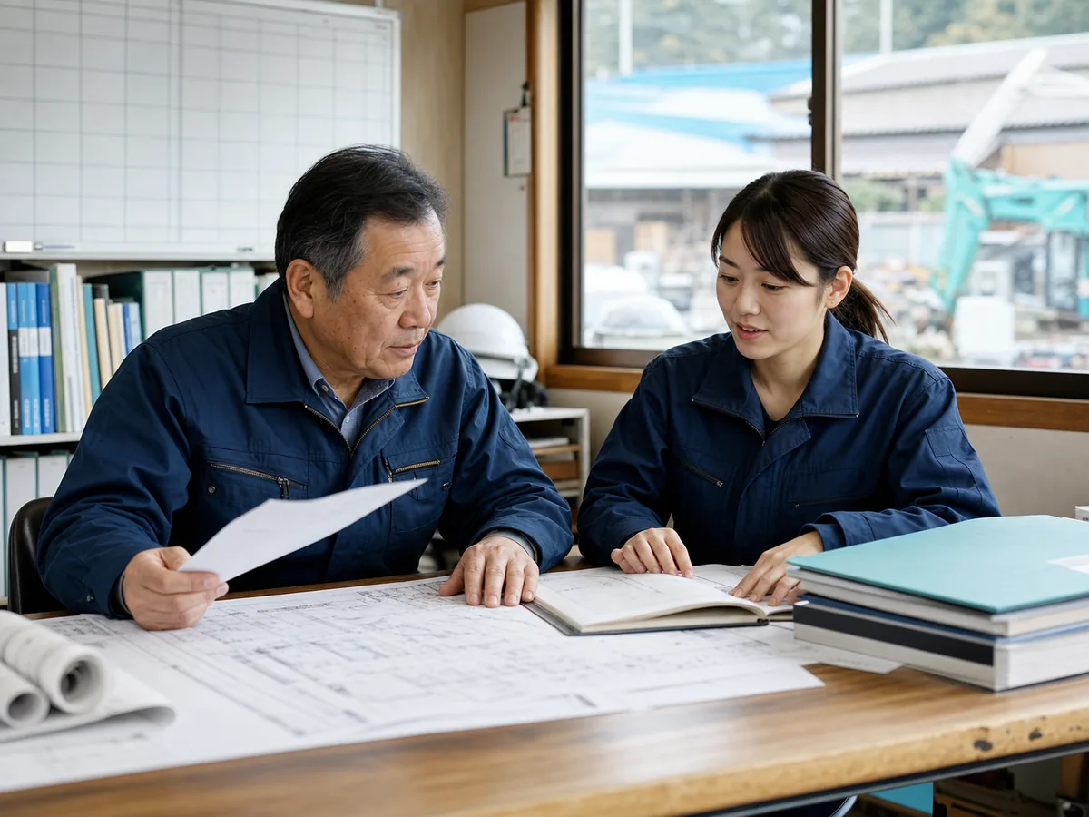 地域建設会社の経営者が事業承継について相談する様子